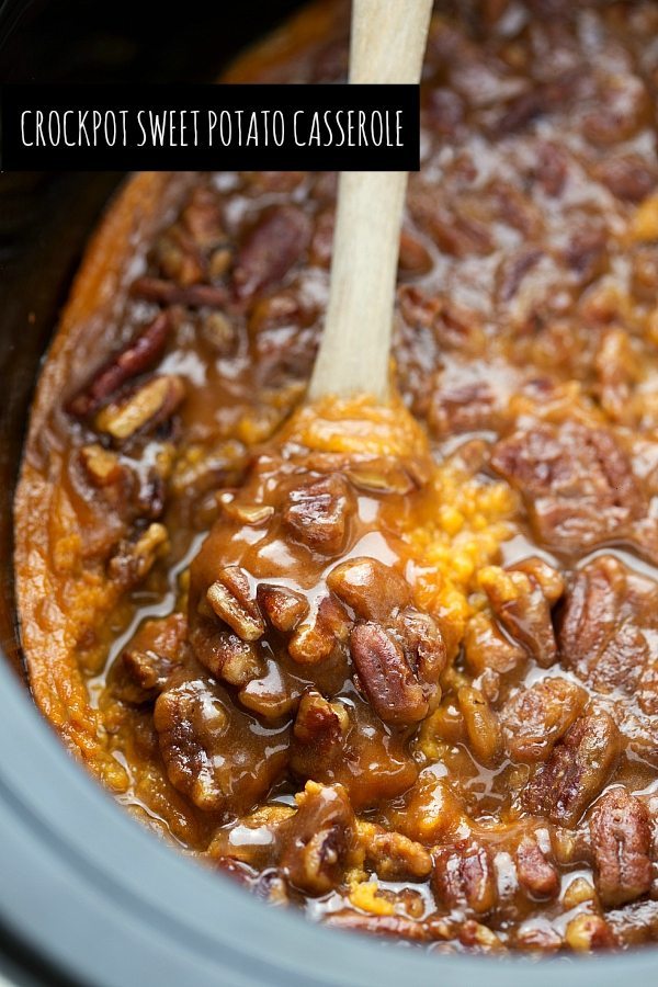Save your oven space! The BEST crockpot sweet potato casserole