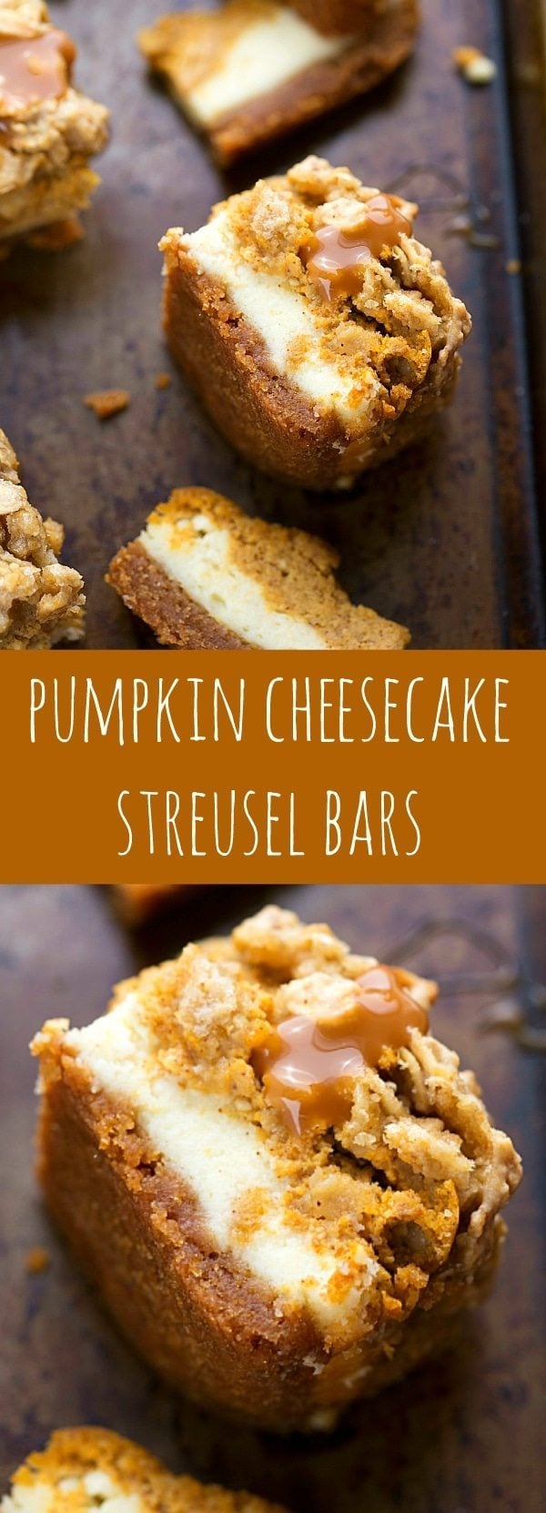 Took these to a party and people were BEGGING for the recipe! The BEST pumpkin cheesecake streusel bars that are simple to make and so delicious. Recipe from chelseasmessyapron.com