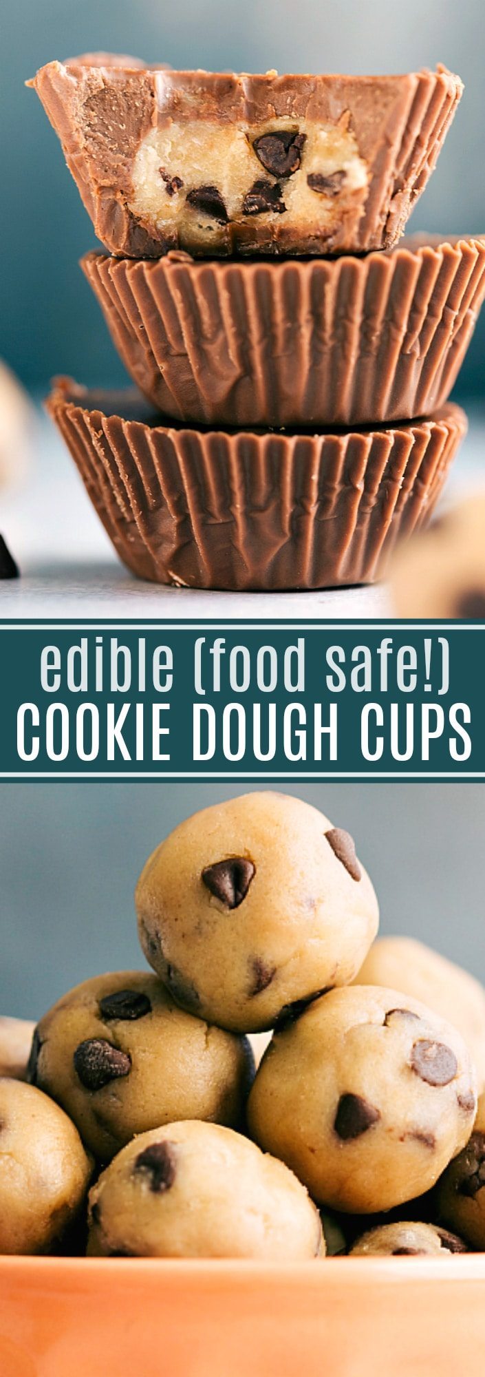 The ultimate BEST EVER edible cookie dough cups!! Completely food safe to eat (cooked flour and no raw eggs!) via chelseasmessyapron.com