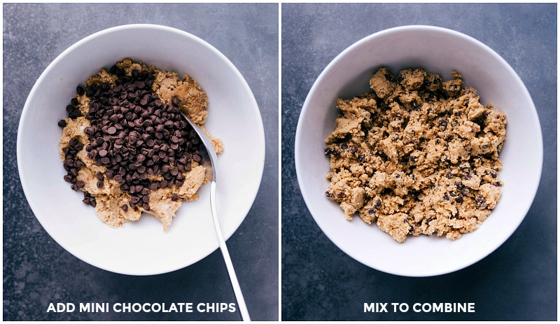 Process shots-- mixing the chocolate chips into the dough