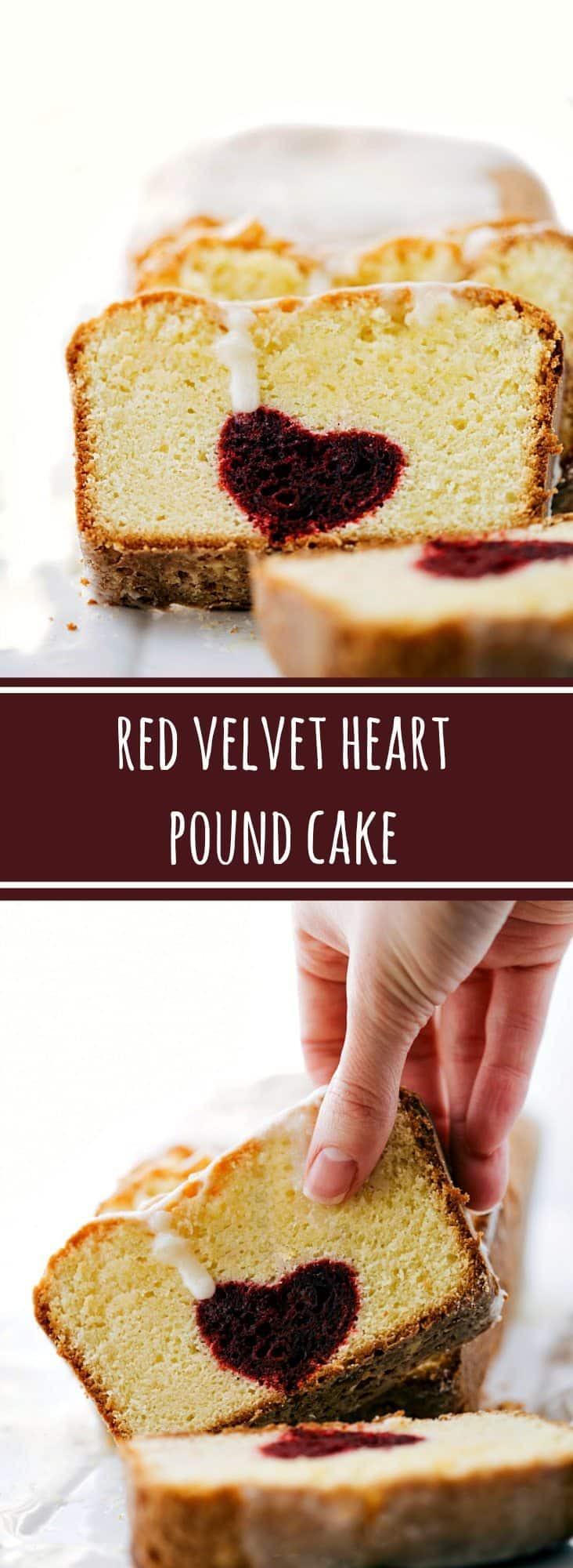 Beautiful treat for your Valentine! Red-velvet heart centered pound cake