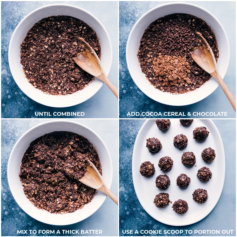 Process shots: mixing ingredients and forming cookie balls