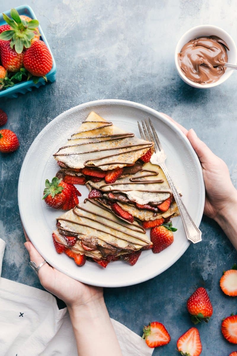 Image of the ready to eat Nutella Crepes with strawberries 