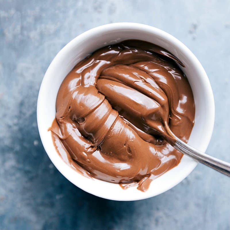 Image of a bowl of Nutella with a spoon in it.