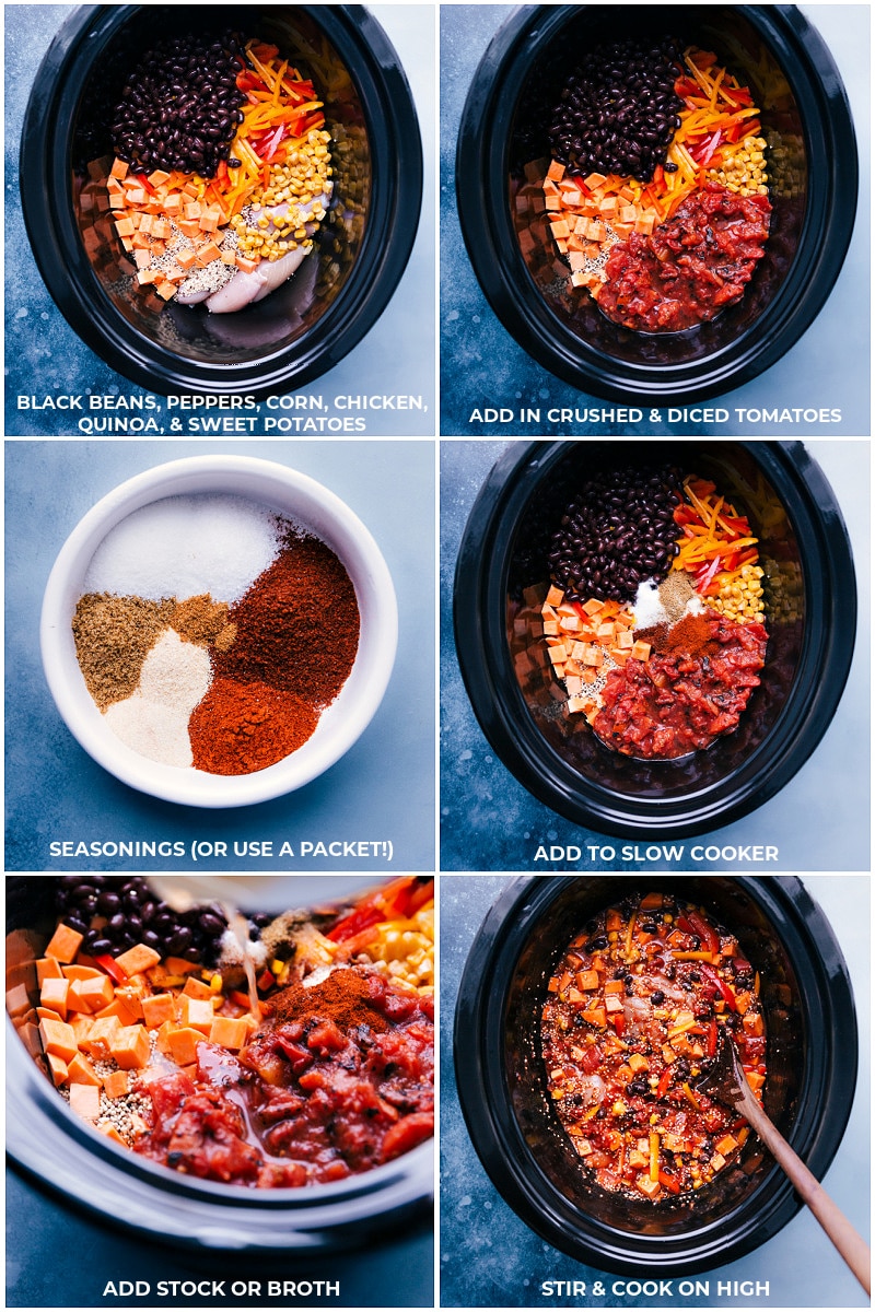 Process shots-- images of all the ingredients being added to the slow cooker.