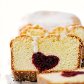 Cream Cheese Pound Cake with a Red Velvet Heart Center