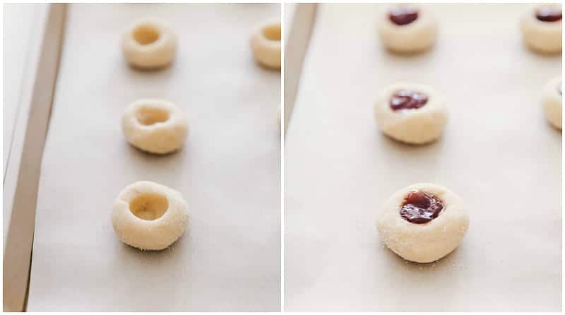 Process shots: unfilled and filled cookies