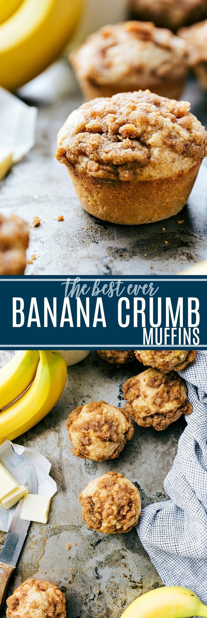 The ultimate BEST EVER banana crumb muffins! Easy and delicious! via chelseasmessyapron.com