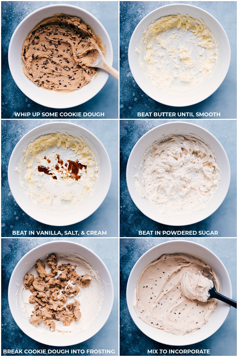 Process shots: making the edible cookie dough frosting