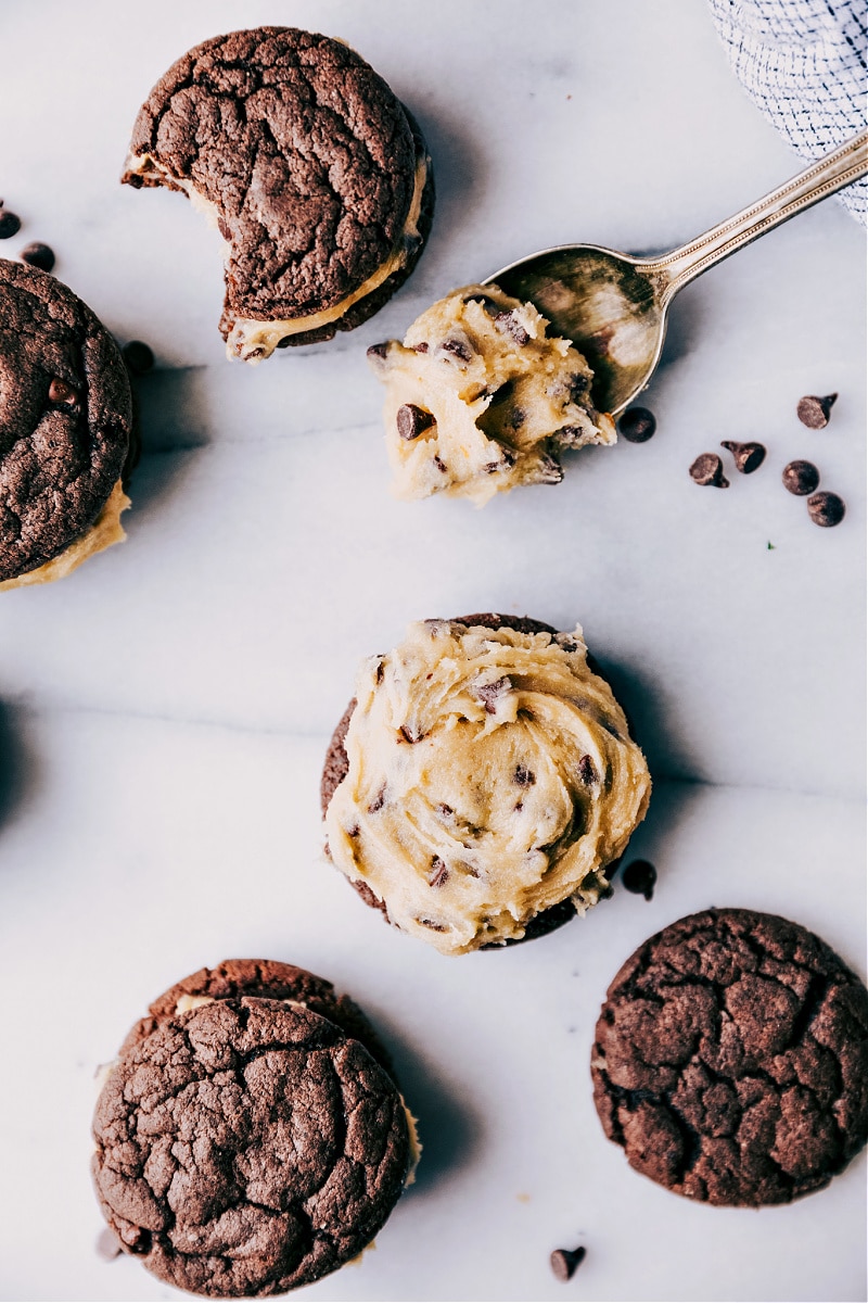 Cookie Dough Oreos ready to be eaten