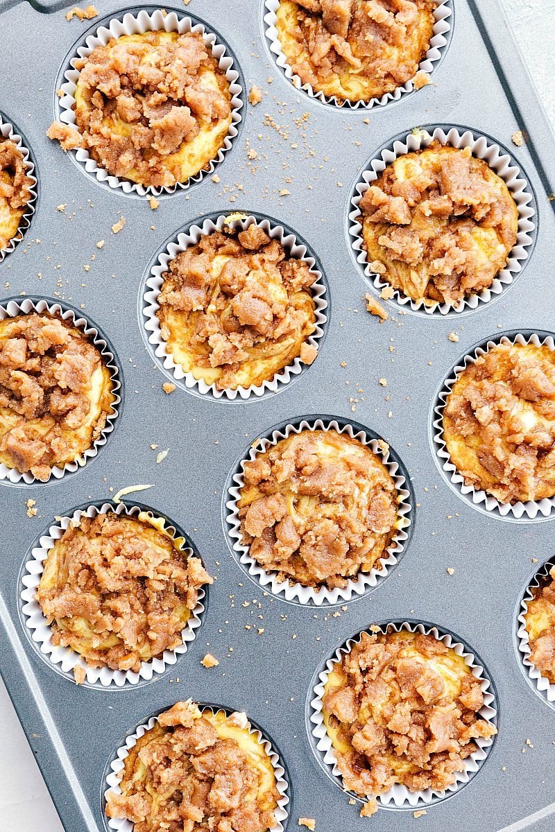 Close-up view of the topping for Cinnamon Roll Cupcakes