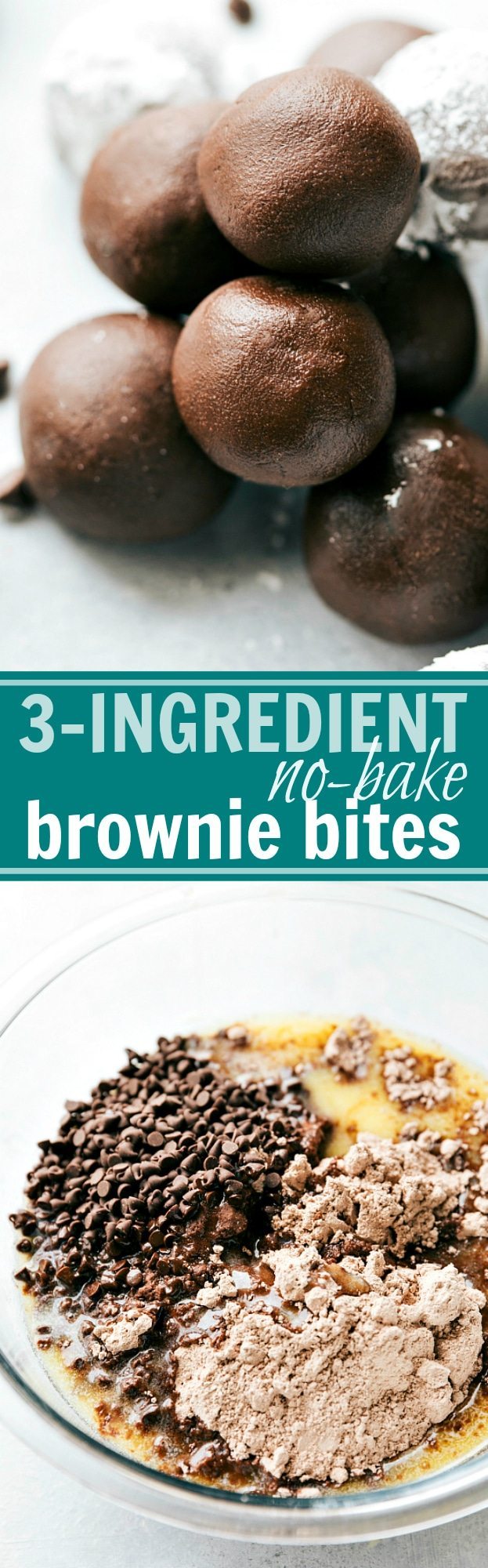 3-Ingredient NO BAKE brownie fudge bites! I via chelseasmessyapron.com