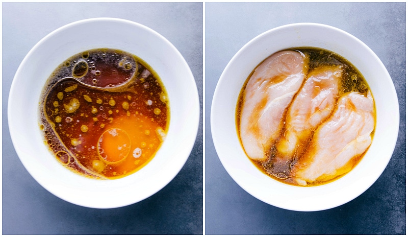 Process shots-- images of the marinade being made and the chicken being added to it.