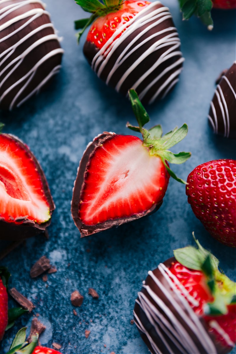 Up-close overhead image of the Chocolate-Covered Strawberries