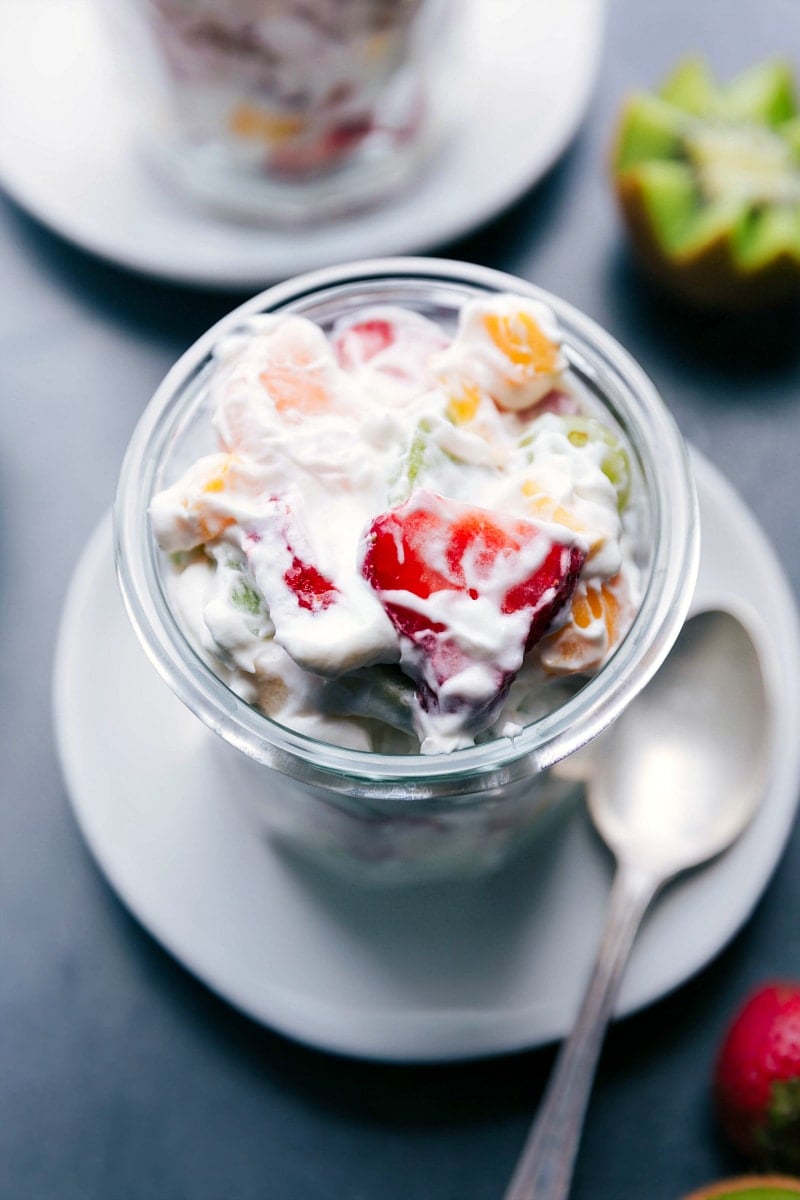 Up-close overhead image of Creamy Fruit Salad