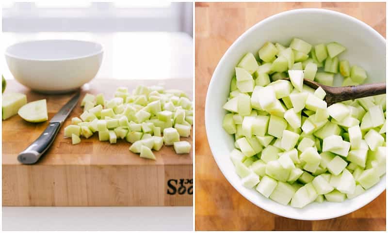 Diced apples for Apple Turnover