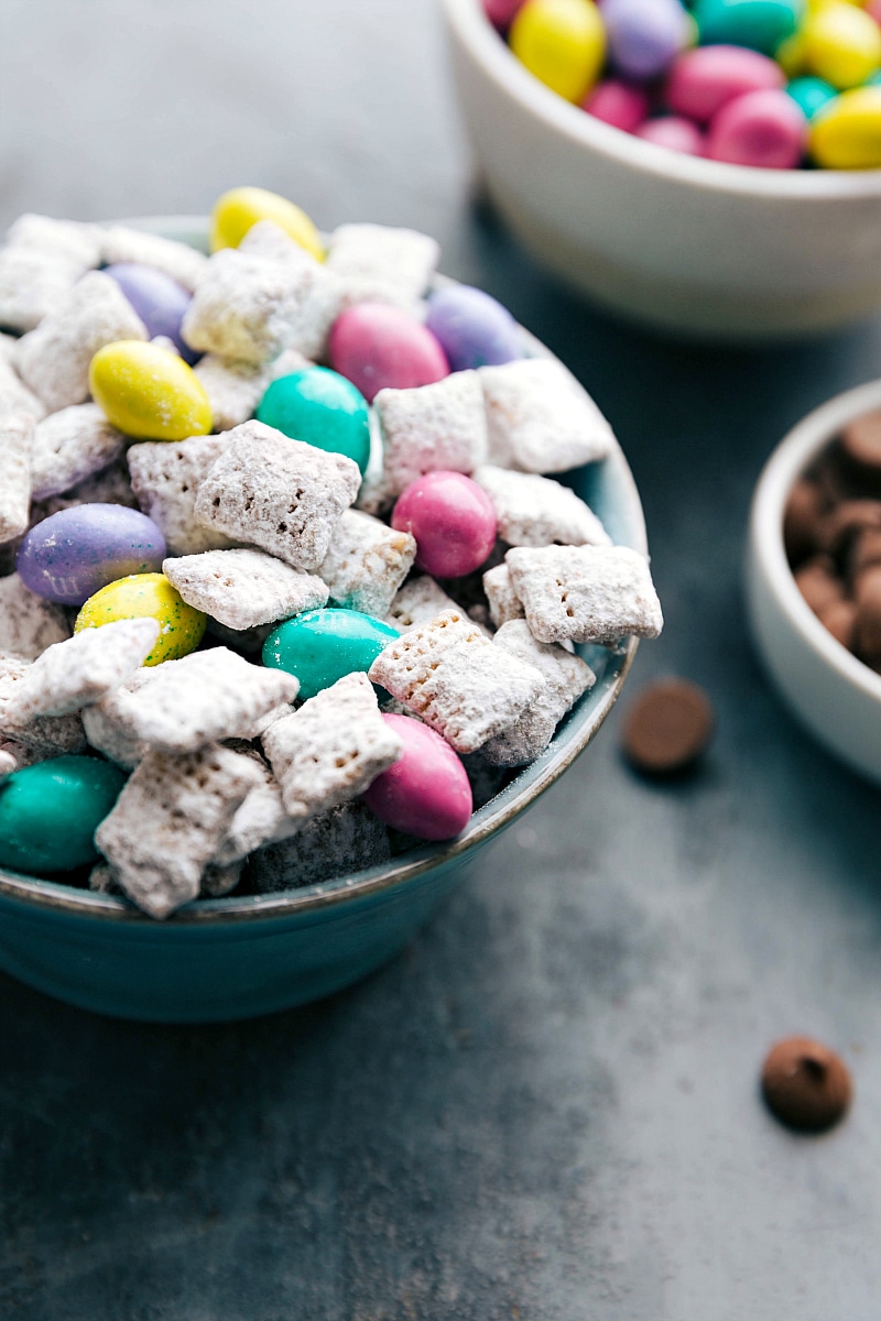 The dessert in a bowl with M&Ms.