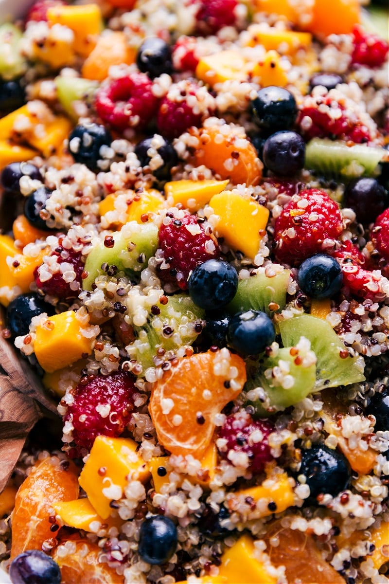 Up-close overhead image of the Quinoa Fruit Salad.