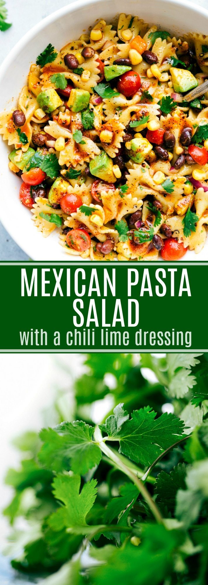 The ultimate BEST EVER MEXICAN PASTA SALAD with an easy delicious chili-lime vinaigrette. via chelseasmessyapron.com