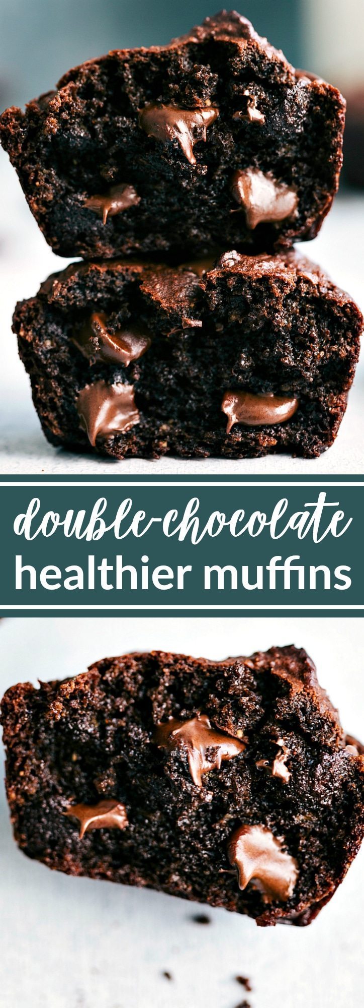 Skinny Chocolate Peanut Butter Muffins! SUPER healthy -- no flour, butter, or oil, and low sugar in these delicious treats! chelseasmessyapron.com