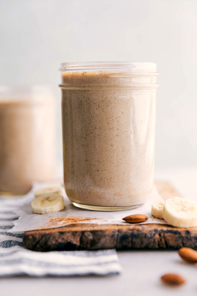 Up-close photo of a Banana Smoothie.