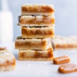 Stack of Caramel Cookie Bars.