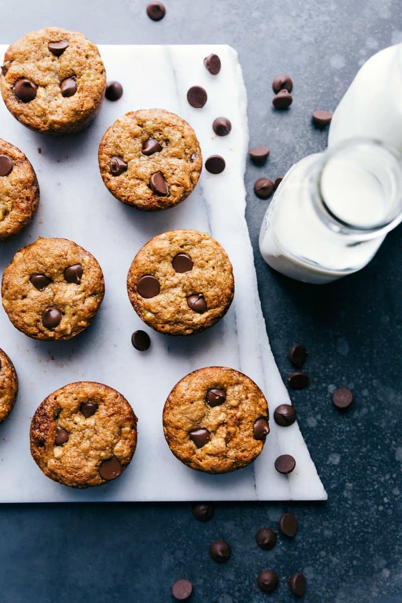 Overhead image of the Peanut Butter Banana Muffins 