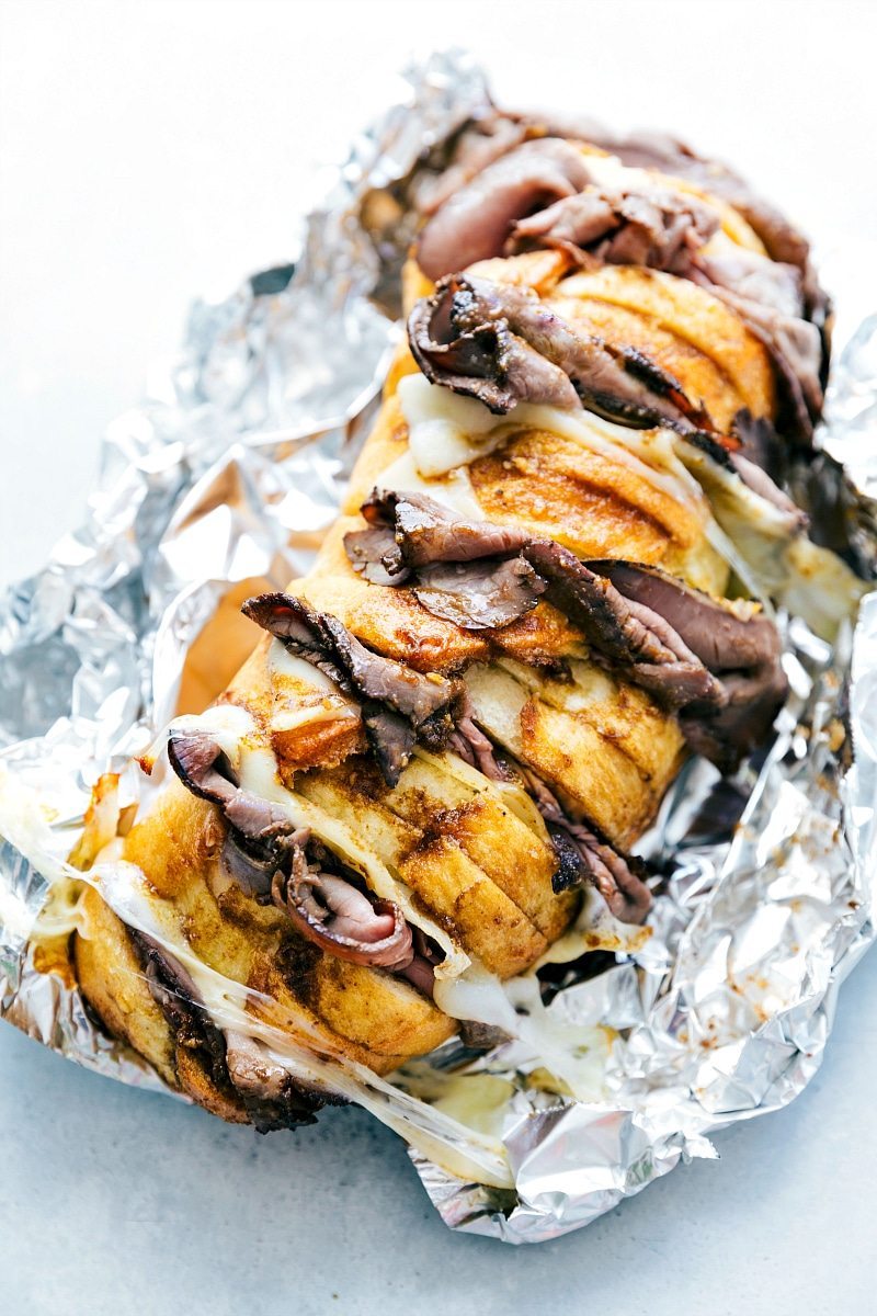 Campfire meals - foil french dip with cheese