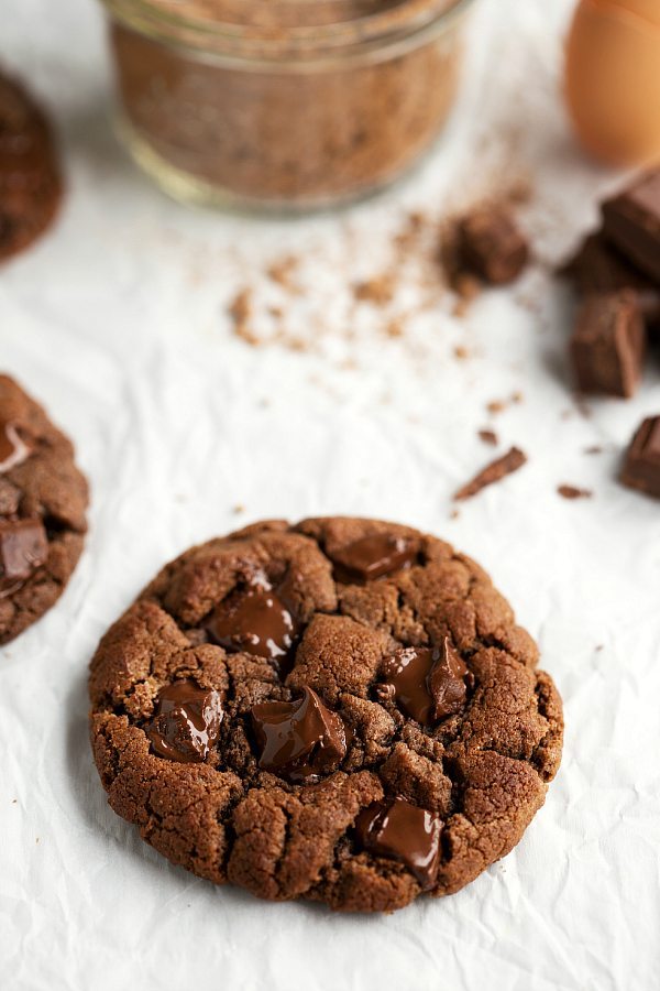 {flourless & healthy} double chocolate cookies