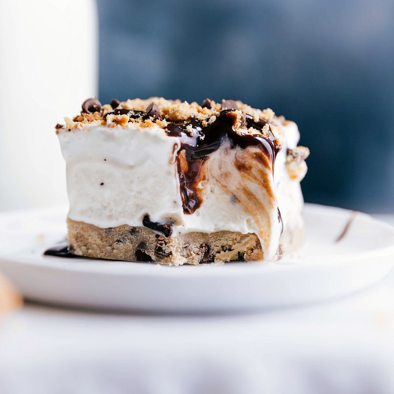 Image of one of the Cookie Dough Ice Cream Bars,with a bite out of it.