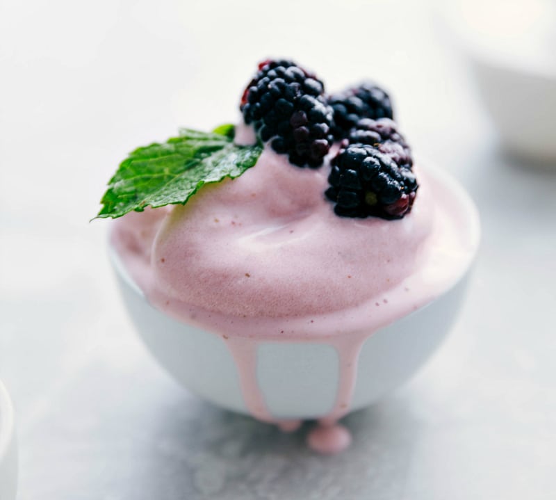 Strawberry Frozen Yogurt with berries.