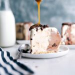 Caramel being poured on top of the Ice Cream Pie.