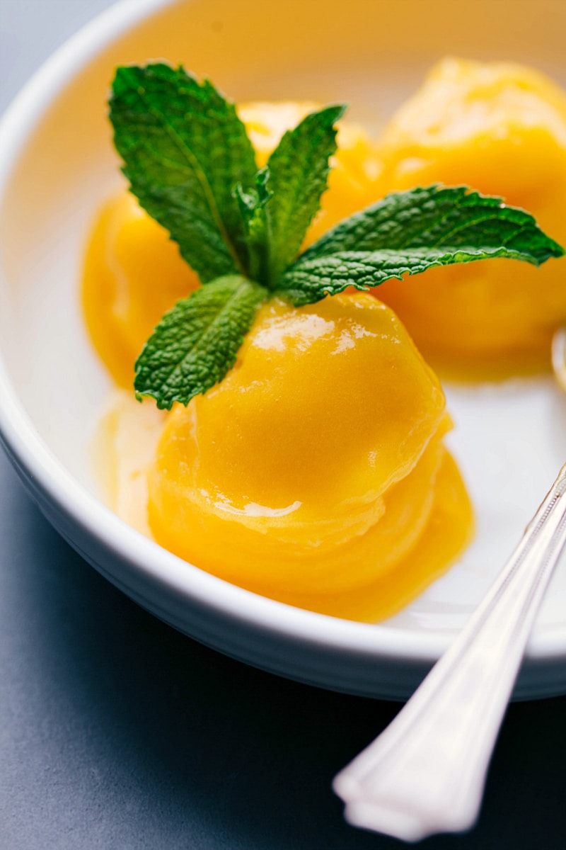 Mango Sorbet in a bowl