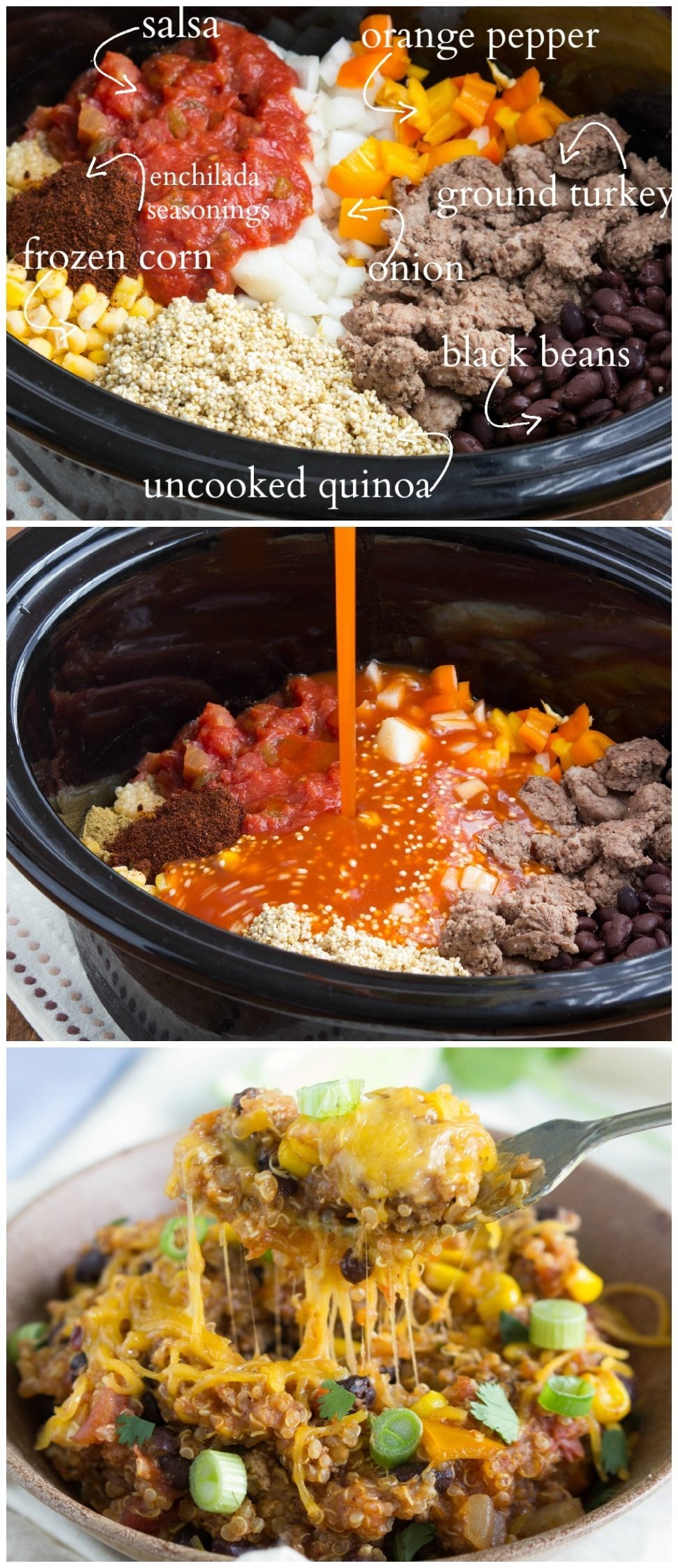 A simple, slow cooker meal - cheesy enchilada quinoa I www.chelseasmessyapron.com