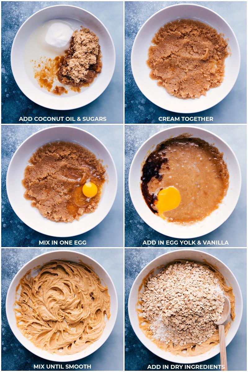 Process shots--making Coconut Oil Oatmeal Cookies