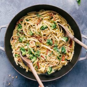 Penne Pasta with a Lightened-up Parmesan Cream Sauce