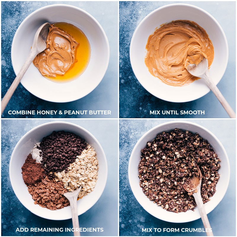 Process shots--combining the ingredients for No-Bake Granola