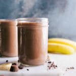 Peanut butter protein shake, a tasty and energizing treat.