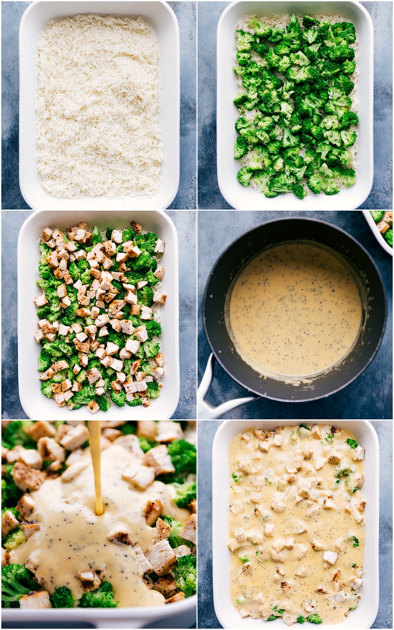 Process shots-- images of the ingredients being layered into the casserole dish