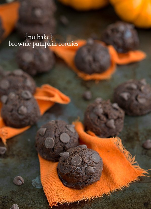{no-bake} 4-ingredient pumpkin brownie cookies