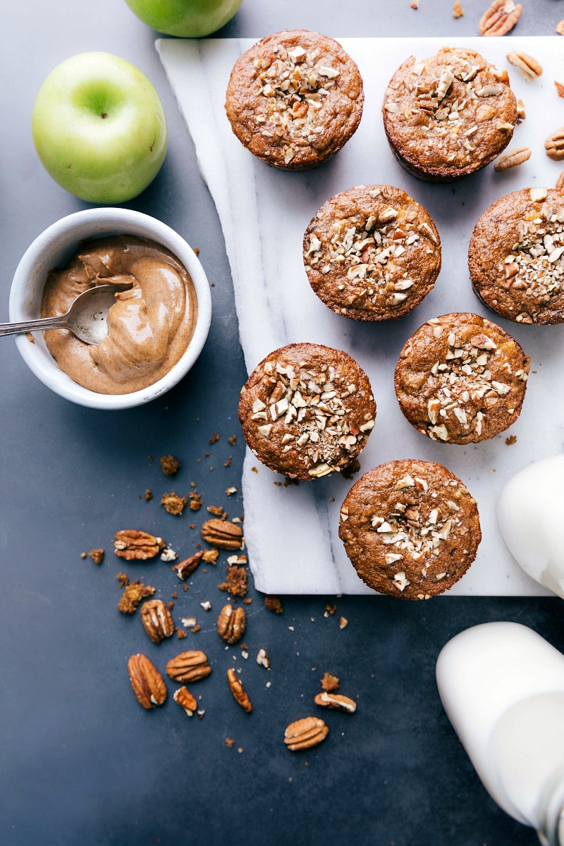 Freshly baked gluten free apple muffins ready to be enjoyed.