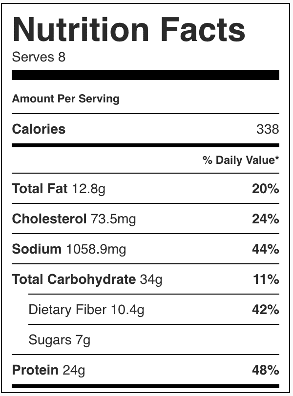 Nutrition facts for this chicken quesadilla soup crockpot recipe