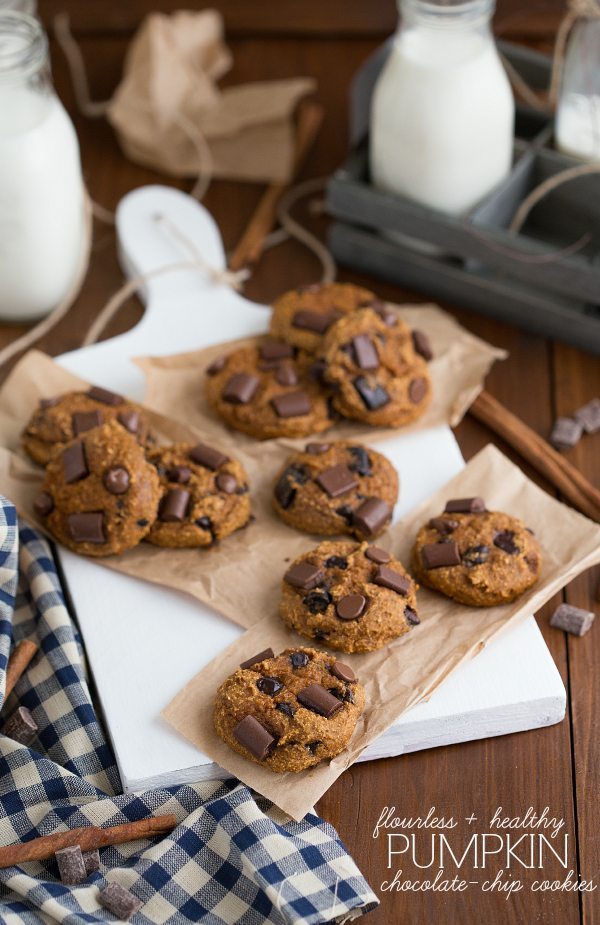 {flourless & healthy} pumpkin chocolate-chip cookies