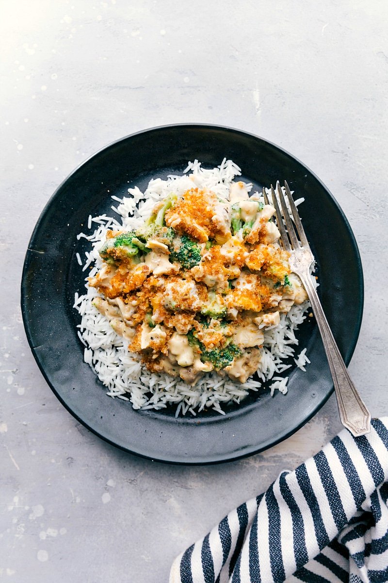 Chicken Divan with rice.