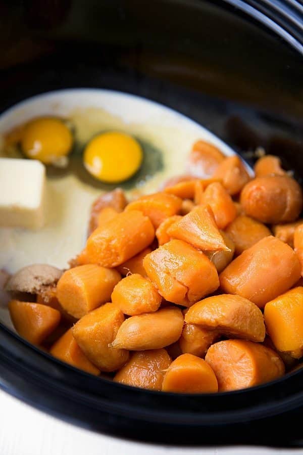 Save oven space -- use the slow cooker to make this sweet potato casserole