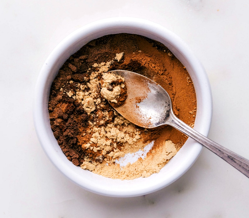 Image of the spices being mixed together to create Pumpkin Pie Spice.