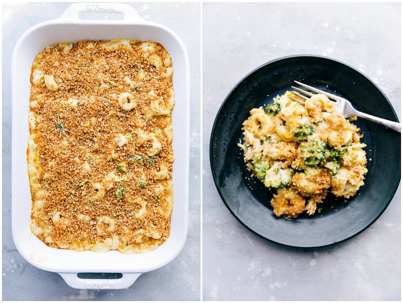 Finished casserole served on a plate, showcasing its hearty ingredients and ready to eat.