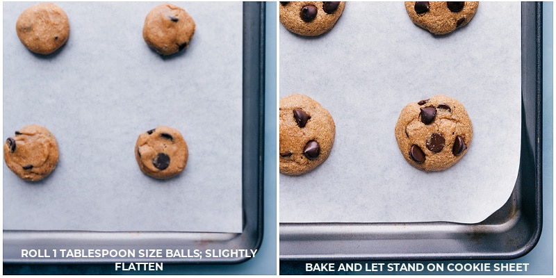 Process shots-- images of the cookie dough on a tray and then cookies fresh out of the oven