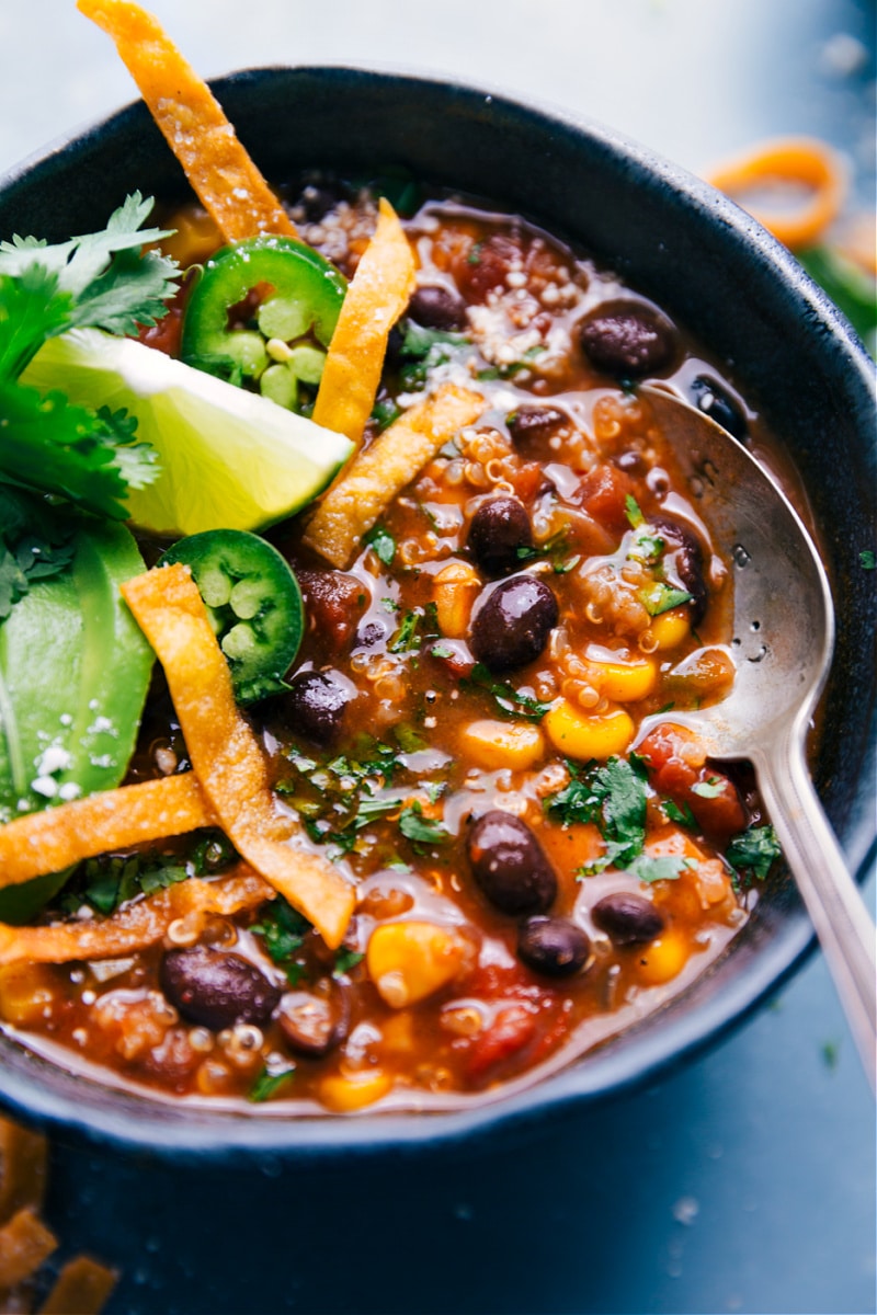 Overhead image of the Healthy Chicken Tortilla Soup