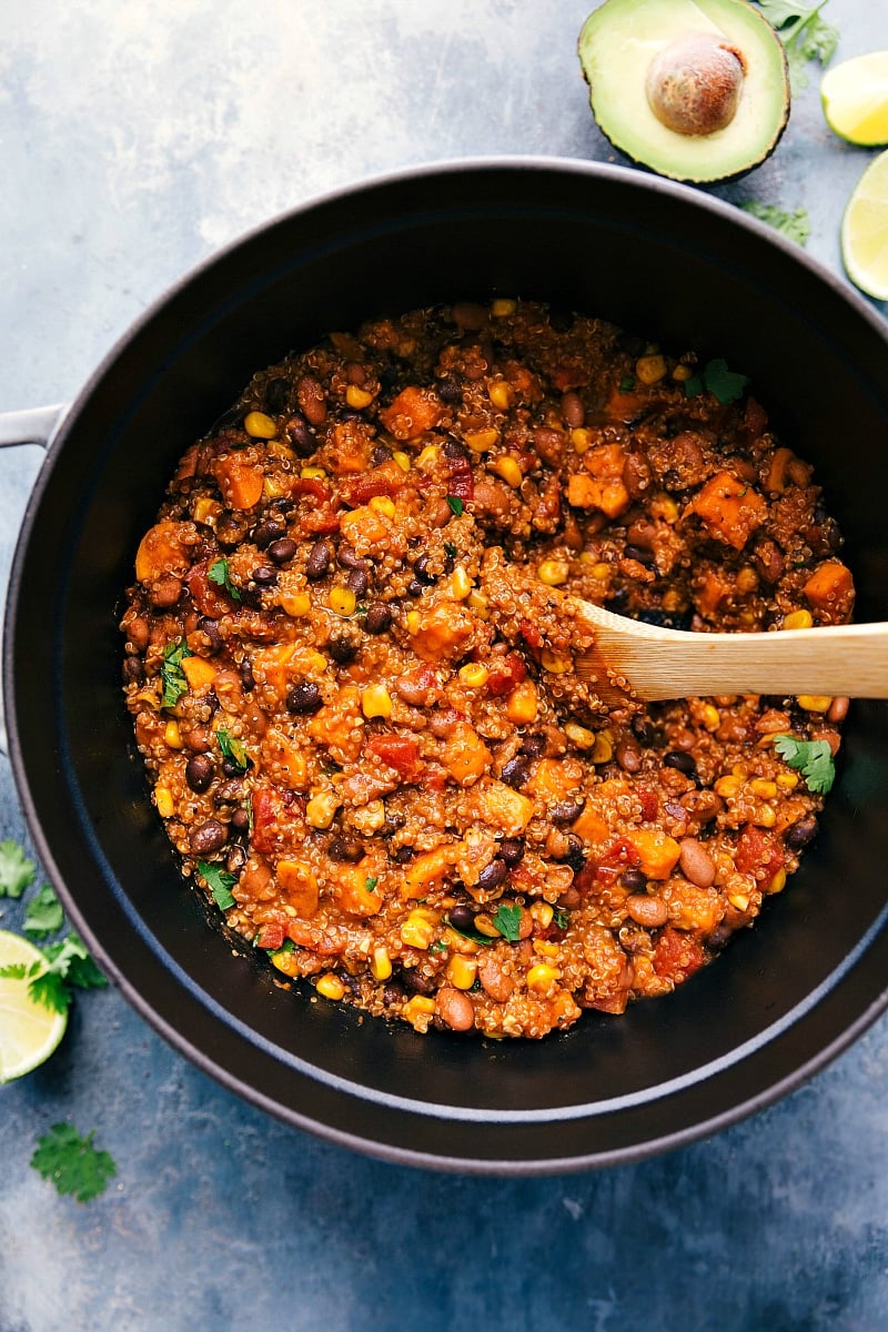 The delicious, warm, and hearty finished meal in a pot, ready to be enjoyed.